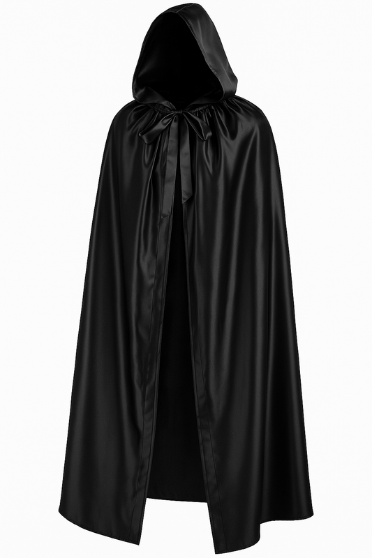 Cape noire avec capuchon en satin