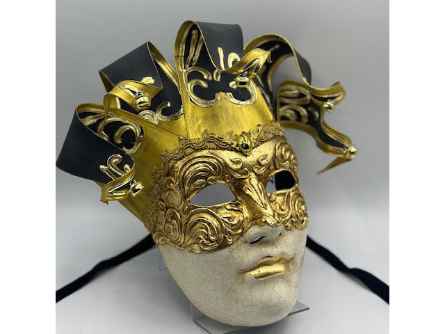 Venetiaans mannenmasker in zwart en goud