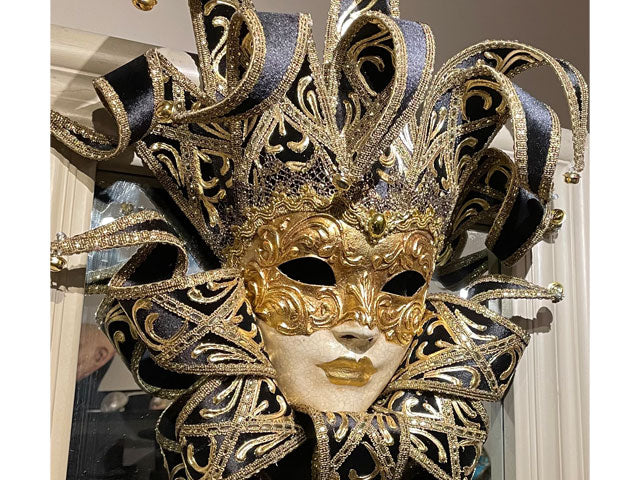 Venetiaans Jester masker in zwart