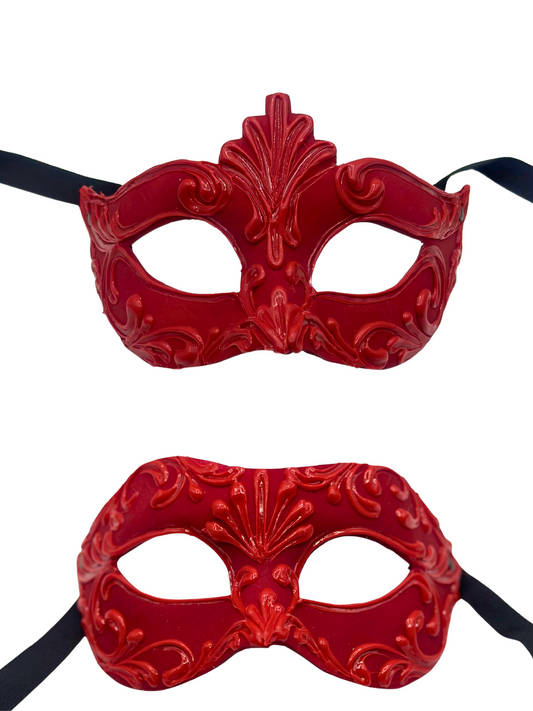 Set de 2 Máscaras Venecianas Rojas – Dúo Hecho a Mano para Carnaval y Baile de Máscaras
