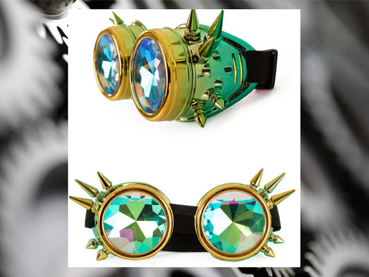 Gafas steampunk doradas con pinchos